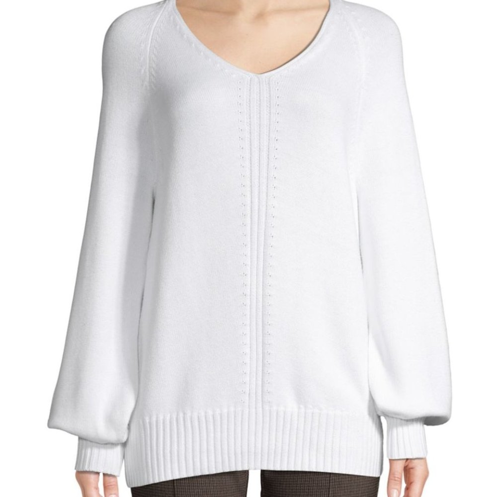 NWT Lord & Taylor V-Neck Cotton-Blend Sweater